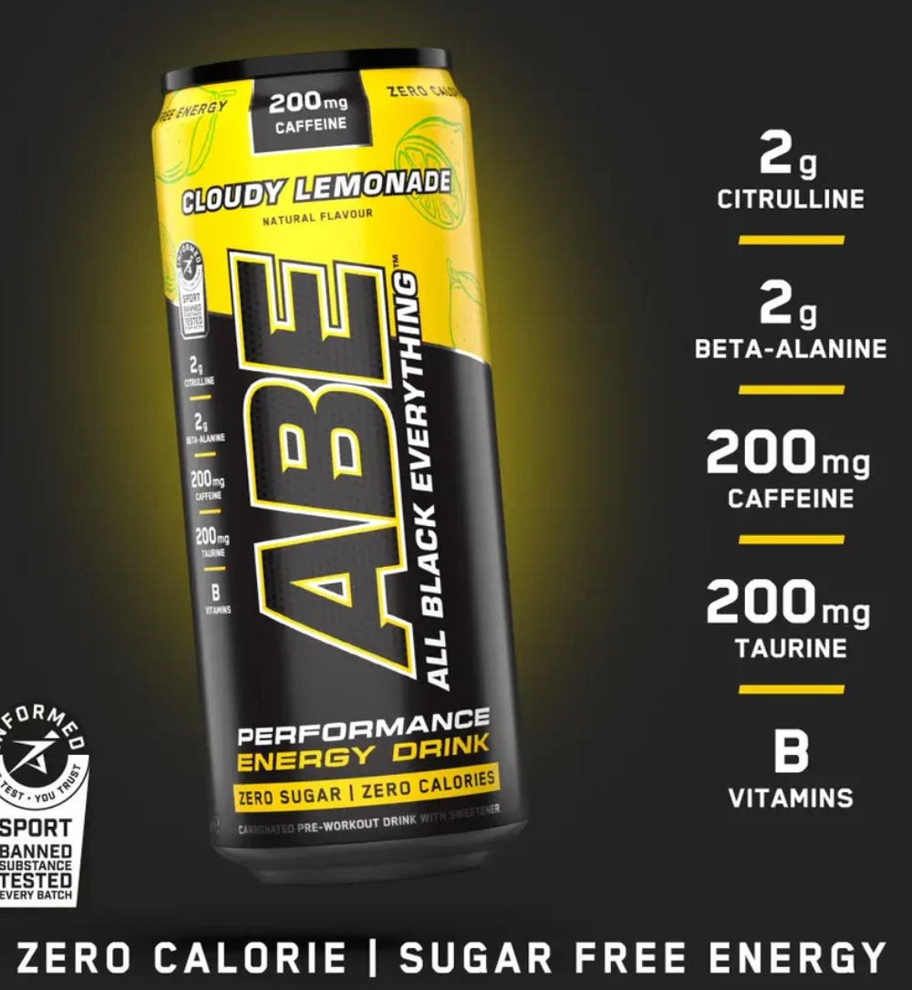 Applied Nutrition ABE Energy Drink Pré workout -330ml (sans sucre)Cloudy Lemonade