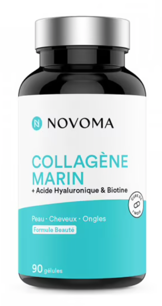 NOVOMA COLLAGÈNE MARIN + Acide Hyaluronique & Biotine -Peau, Cheveux, Ongles 90 CAPS