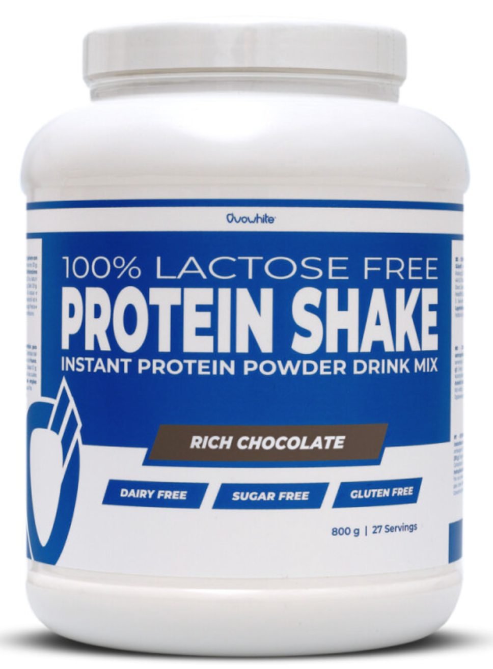 OVOWHITE 100% Lactose Free Protein Shake, sans lactose, sans gluten, protéines d’œuf - 800g