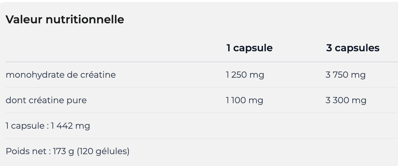 Nutrend Créatine compressed caps -120caps (gain de force et puissance musculaire)