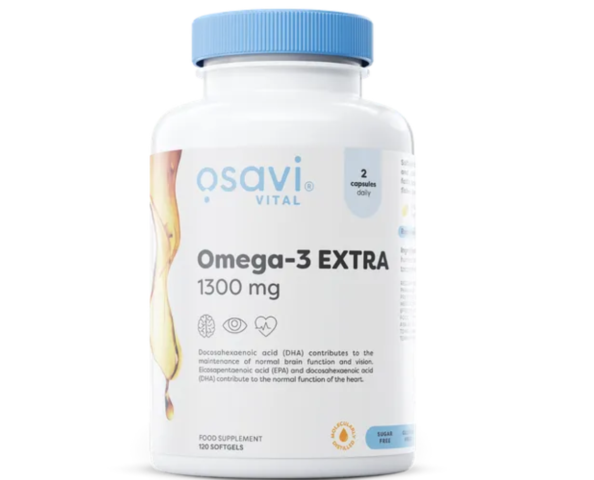 Osavi Omega-3 EXTRA Molecularly distilled (Distillation moléculaire )1300 mg - 120 softgels et 180 softgels