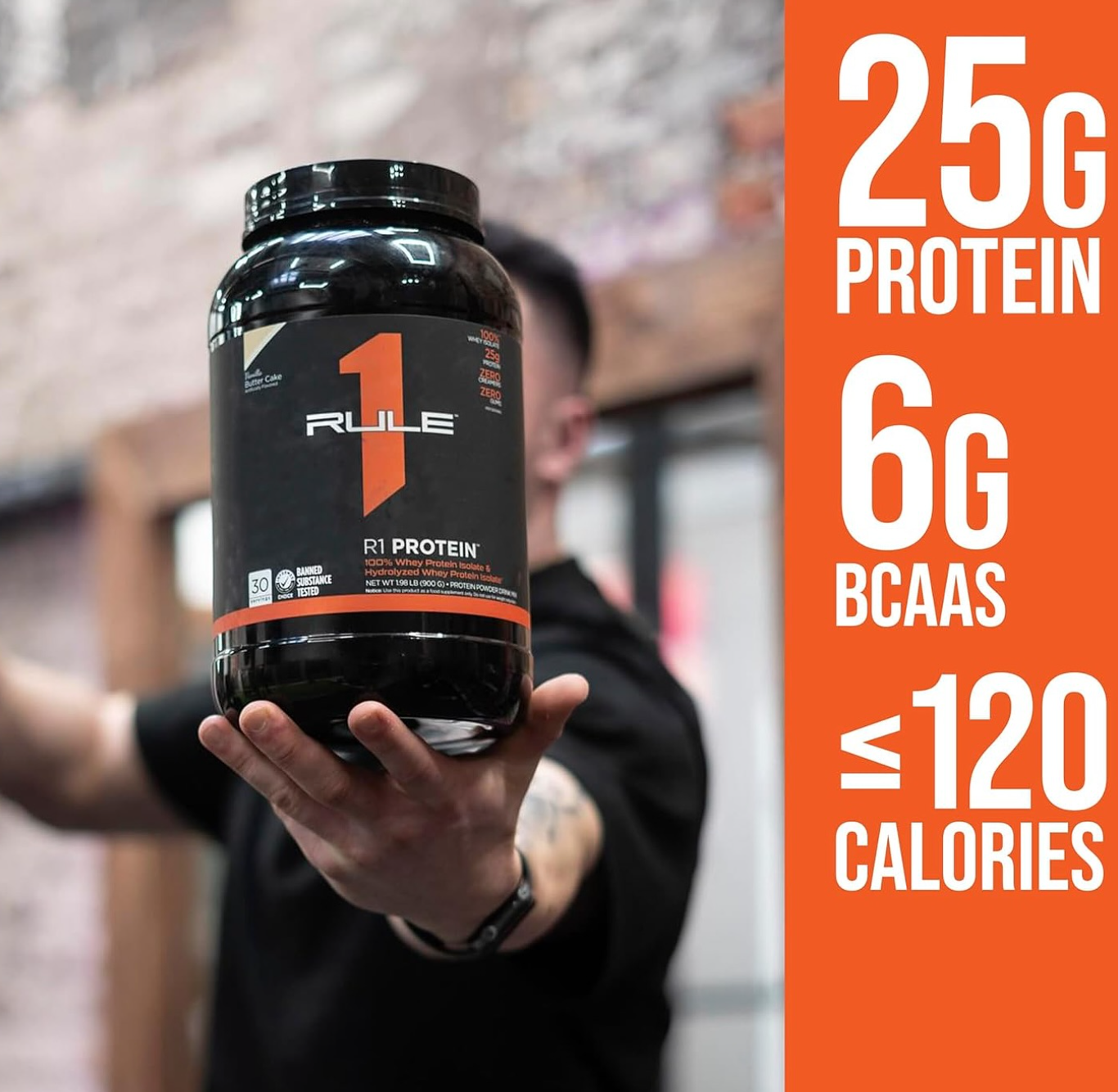 Rule one R1 protein Whey isolate & hydrolyzed (Zéro sucre,Zéro lactose,Zéro gluten)-900g