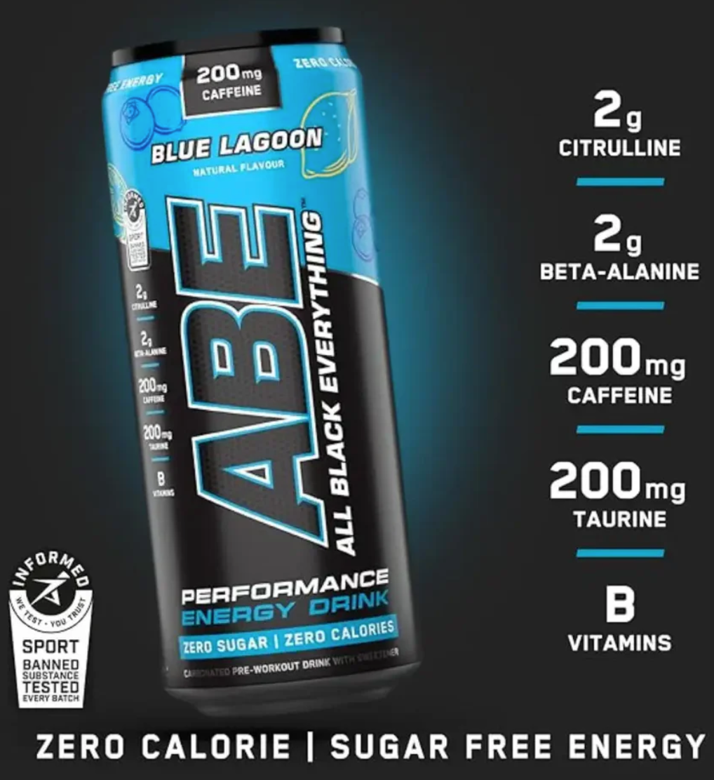 Applied Nutrition ABE Energy Drink Pré workout -330ml (sans sucre) Blue Lagoon