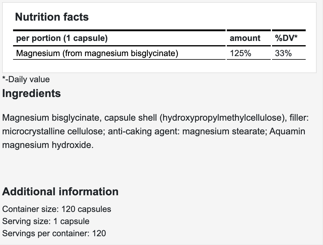 Apollo's Hegemony Magnesium bisglycinate-120 vcaps