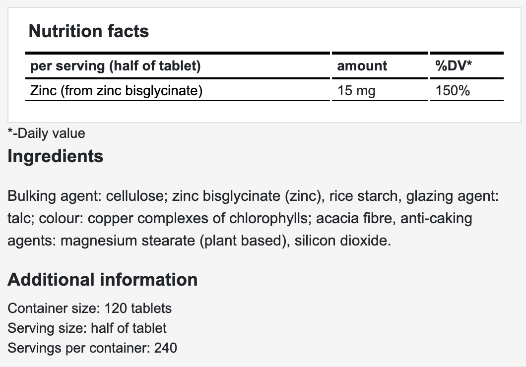 Apollo's Hegemony Zinc bisglycinate-120 tabs