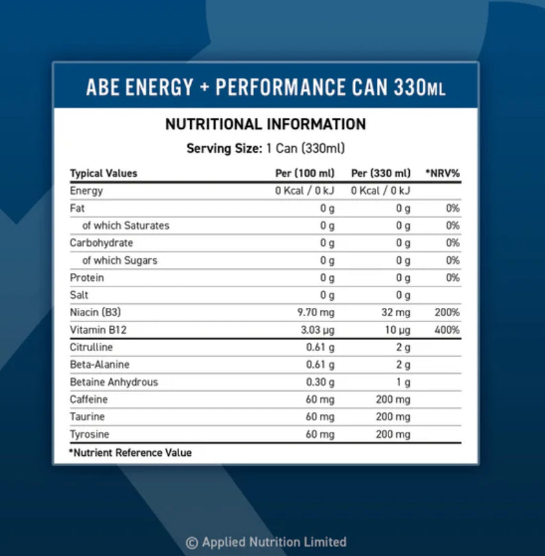 Applied Nutrition ABE Energy Drink Pré workout -330ml (sans sucre)Cloudy Lemonade