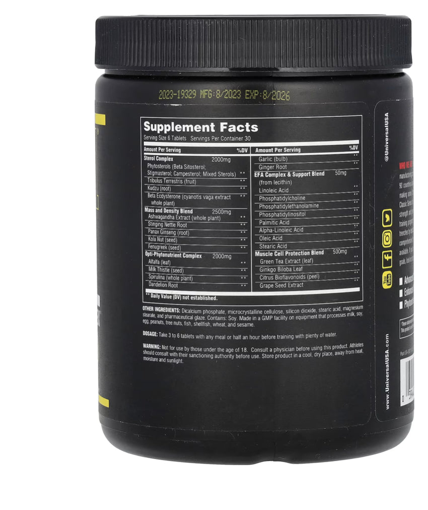 Universal nutrition natural stérol complex-180 caps