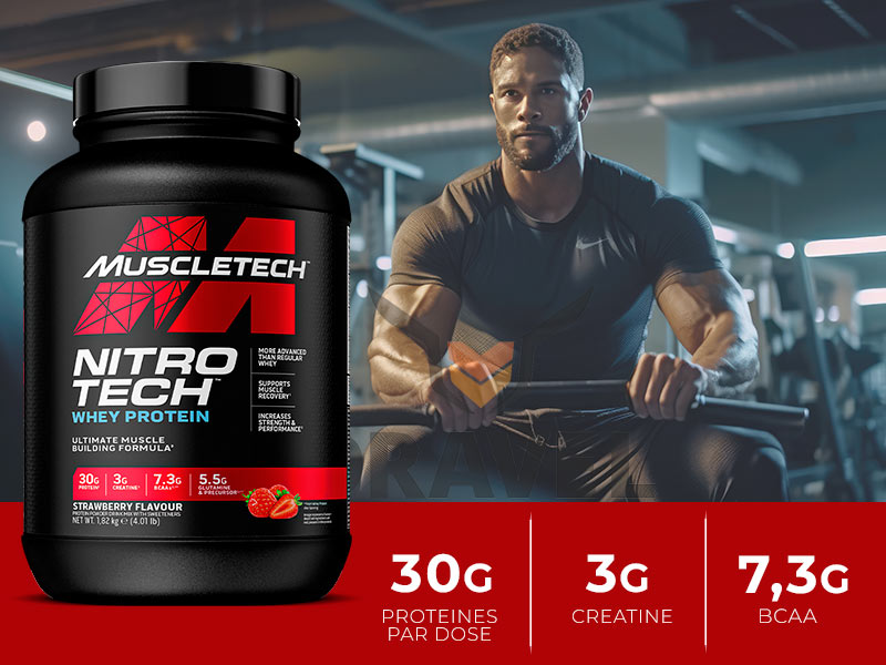 MUSCLETECH NITRO-TECH, Masse musculaire sèche -1,8kg