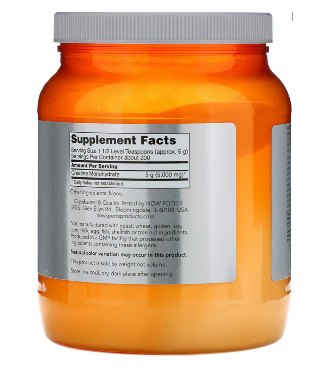 Now foods Sports Créatine monohydrate pure powder 1kg