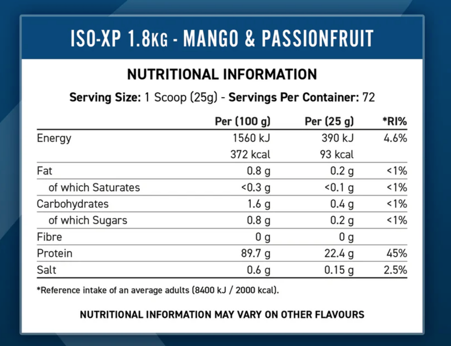 Applied Nutrition ISO-XP WHEY PROTEIN ISOLATE, 1.8kg (LOW SUGAR)
