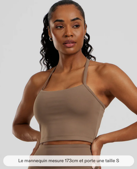 Women's Best Brassiere Essential built in bra crop tank top -colori caribou