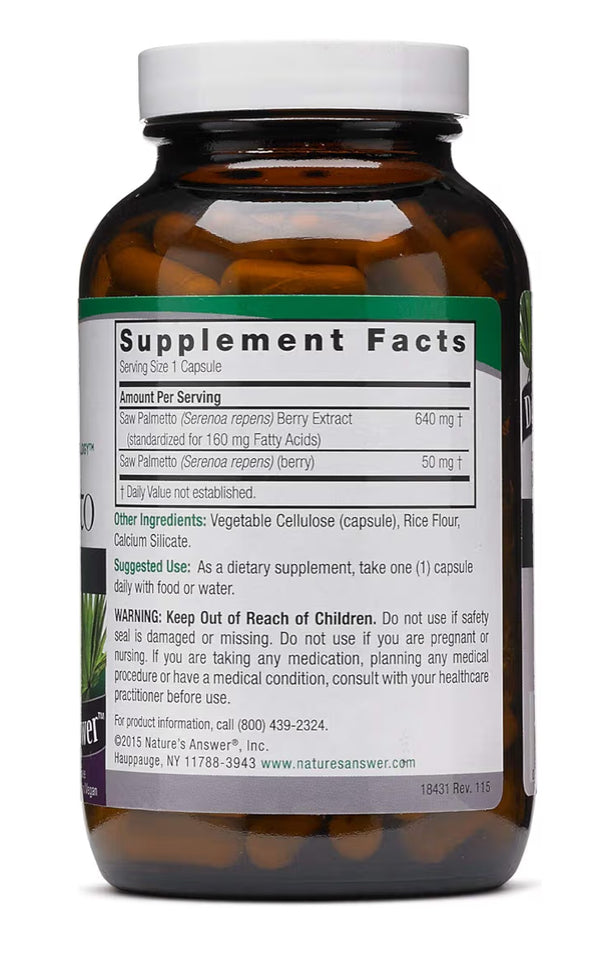 Nature’s answer Saw palmetto extract 690mg- 120 vcaps (santé de la prostate)