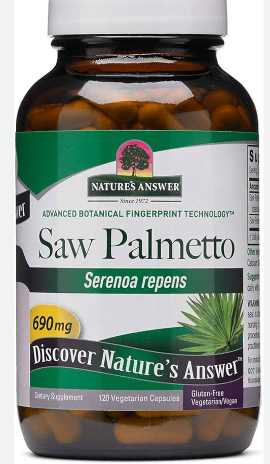 Nature’s answer Saw palmetto extract 690mg- 120 vcaps (santé de la prostate)