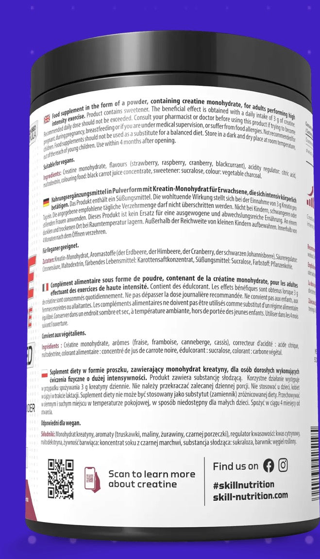 Skill Nutrition micronised creatine monohydrate ( Créatine Micronisée Monohydrate)-500G