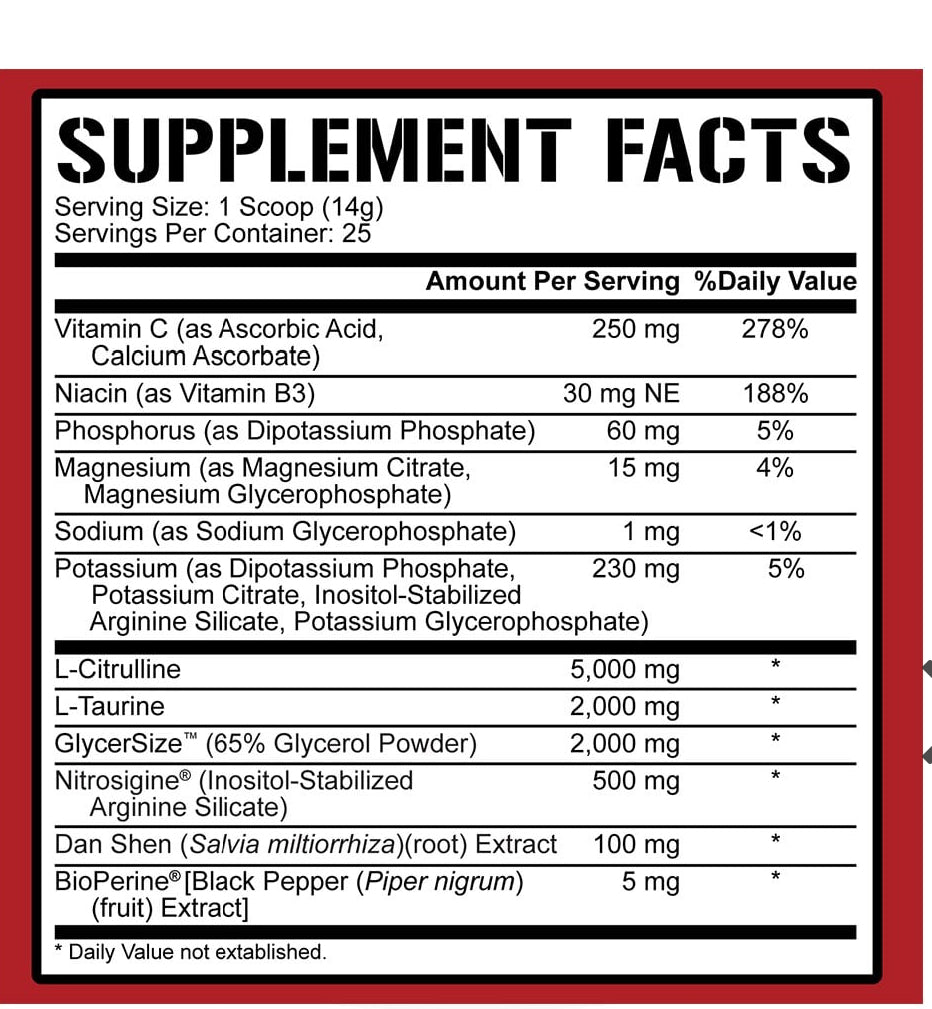5% Nutrition Rich Piana 
LEGENDARY FULL AS F*ck
-370g(sans caféine)