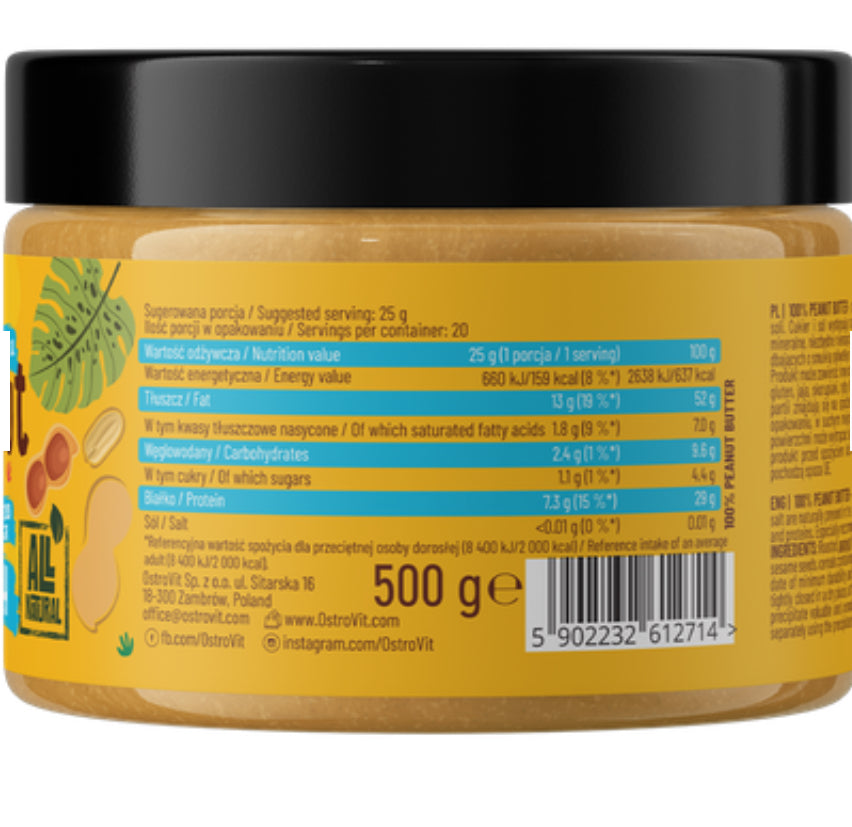 OstroVit Peanut Butter Smooth (beurre de cacahuète onctueux) -500g