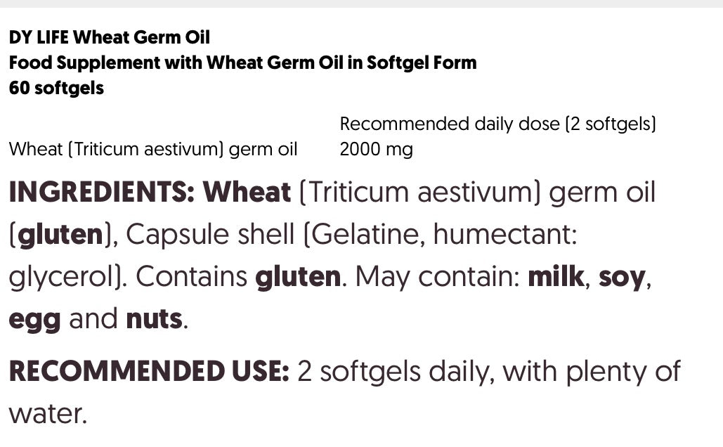 DORIAN YATES DY LIFE Wheat germ oil (huile de germe de blé) 60 softgels