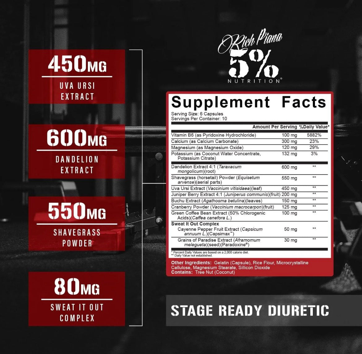 5% Nutrition Rich Piana Stage Ready Diuretic 60 caps