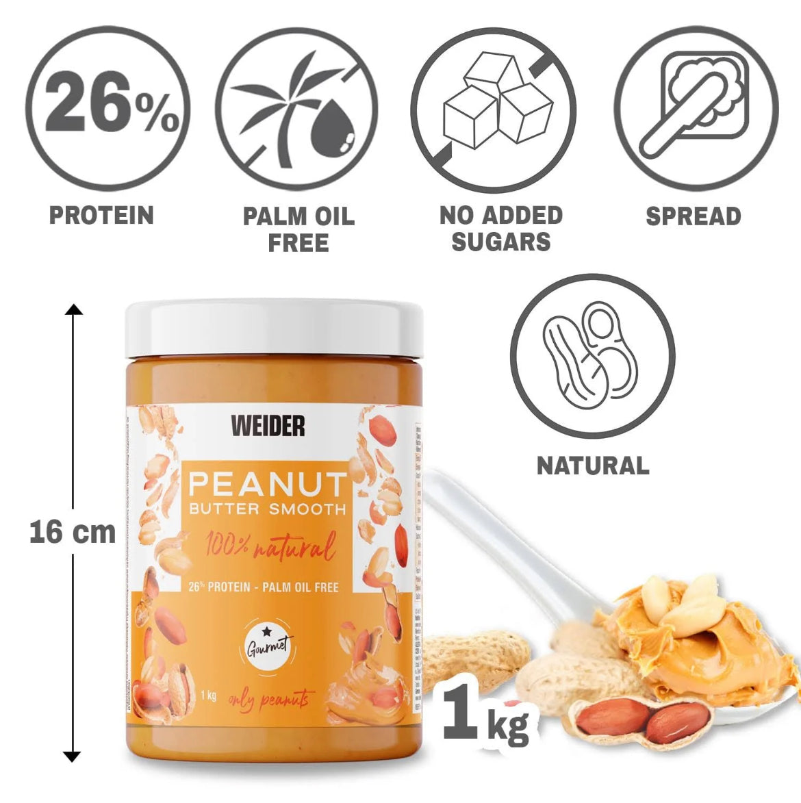 Weider Peanut butter smooth 1kg ( beurre de cacahuète)