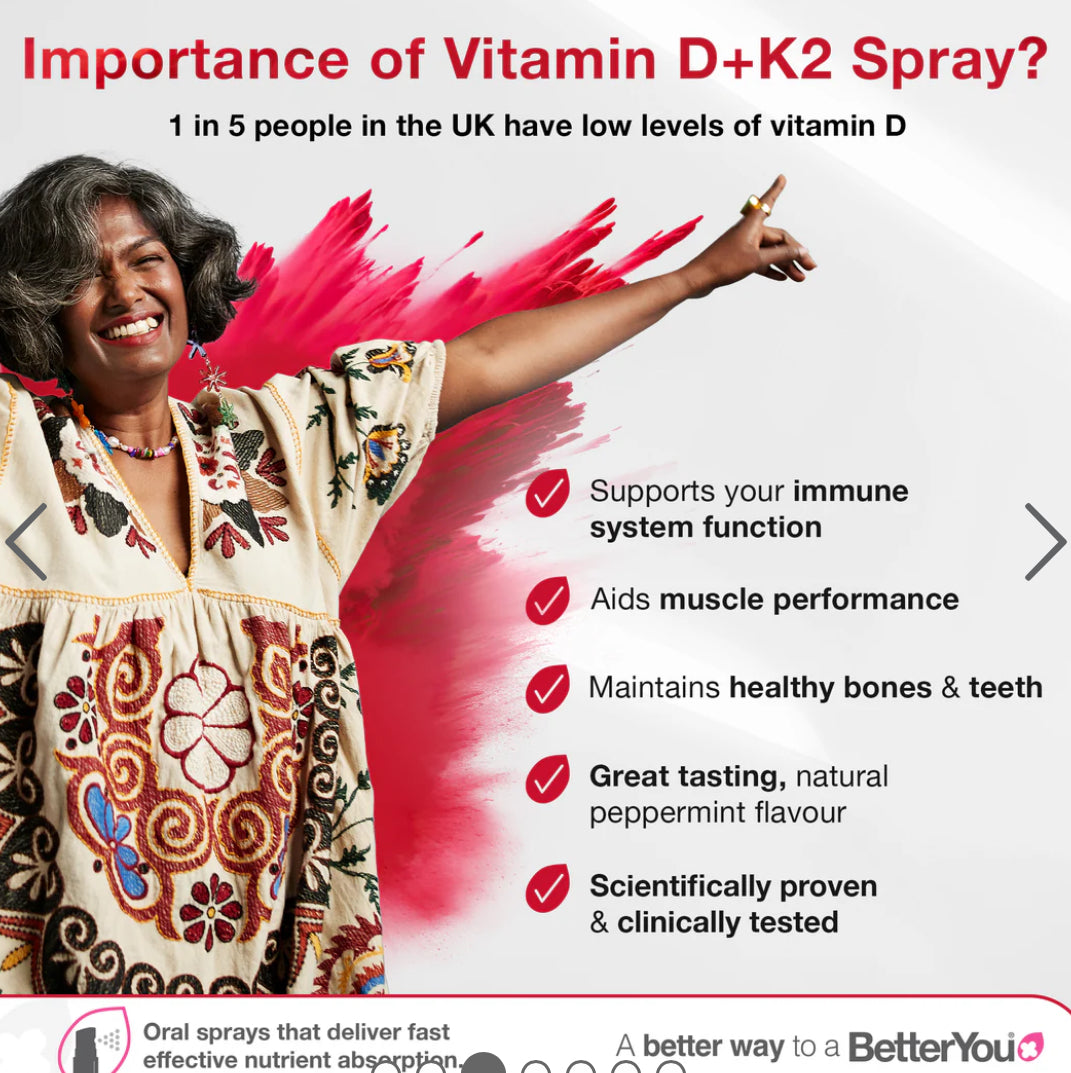 BetterYou DLux + Vitamin D + K2 spray oral , 12ml