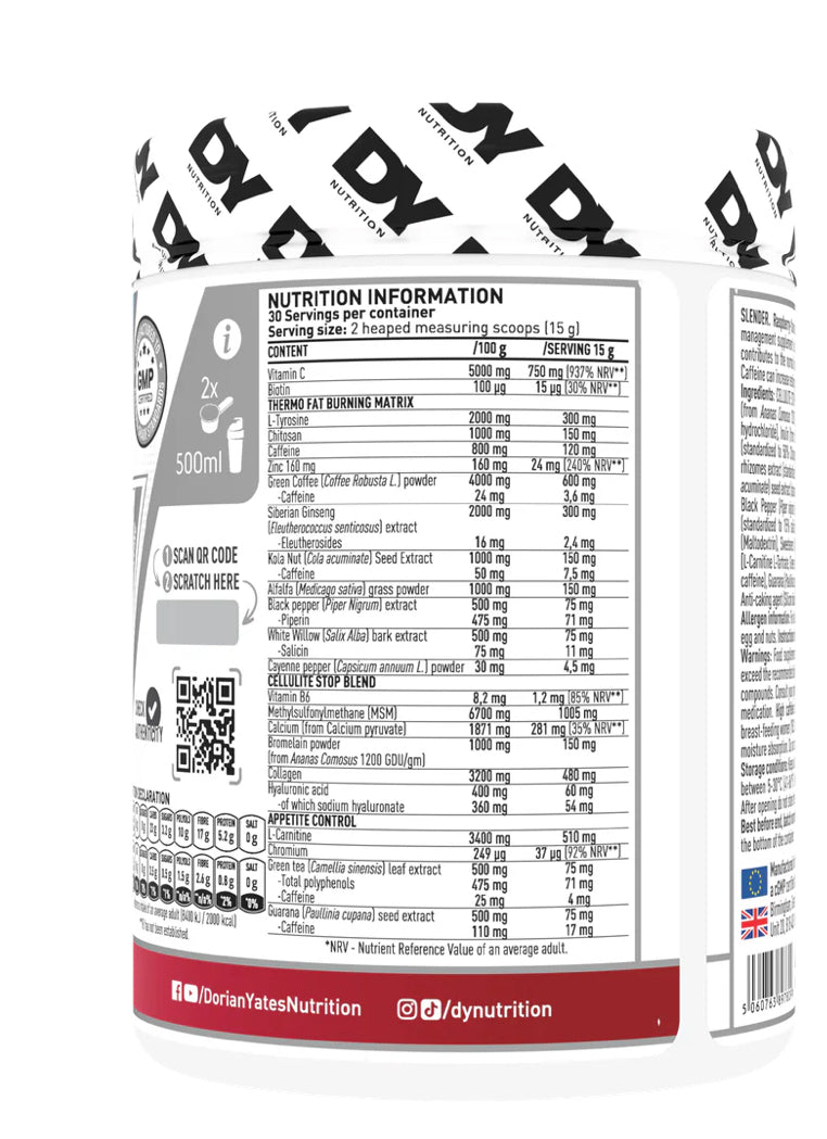 DORIAN YATES Slender-Cellulite  & Fat Burner 450g
