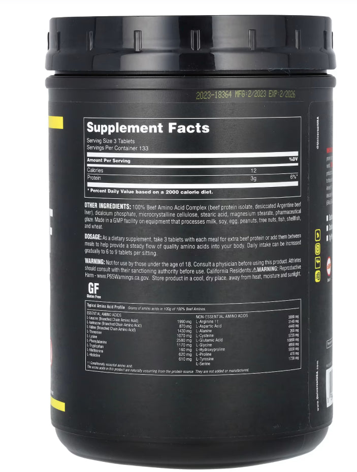 Universal nutrition 100% Beef aminos -400 comprimés