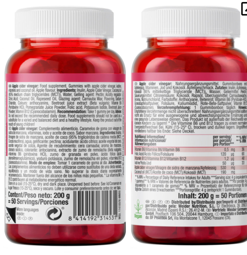 Weider Apple Cider Vinegar 50 Gummies