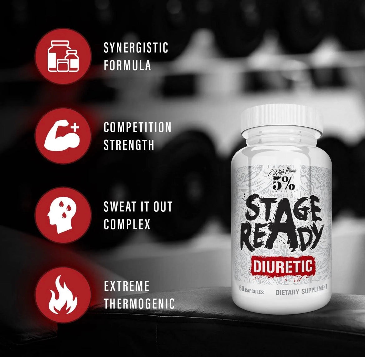5% Nutrition Rich Piana Stage Ready Diuretic 60 caps