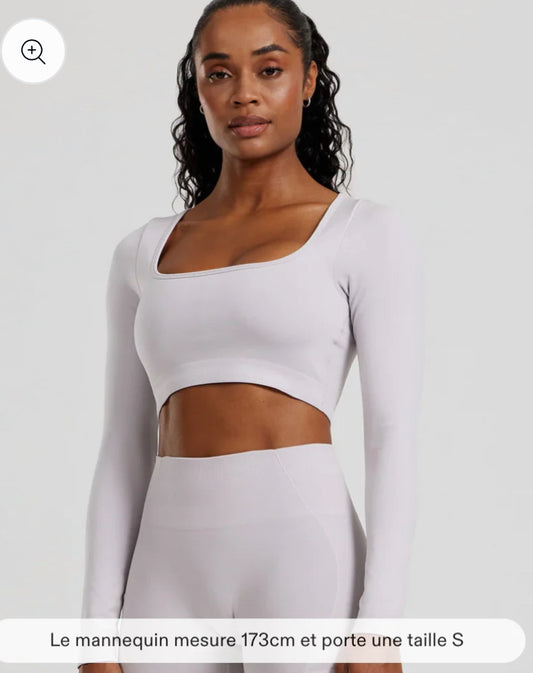 Women’s Best Define 2.0 Seamless Long Sleeve CROSS STRAP BRA -colori Steel Grey Taille M