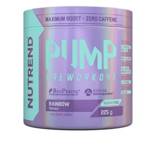 Nutrend Pump Pre Workout (zéro caféine, zéro sucre ,enrichi Ashwagandha Ksm-66) -225g