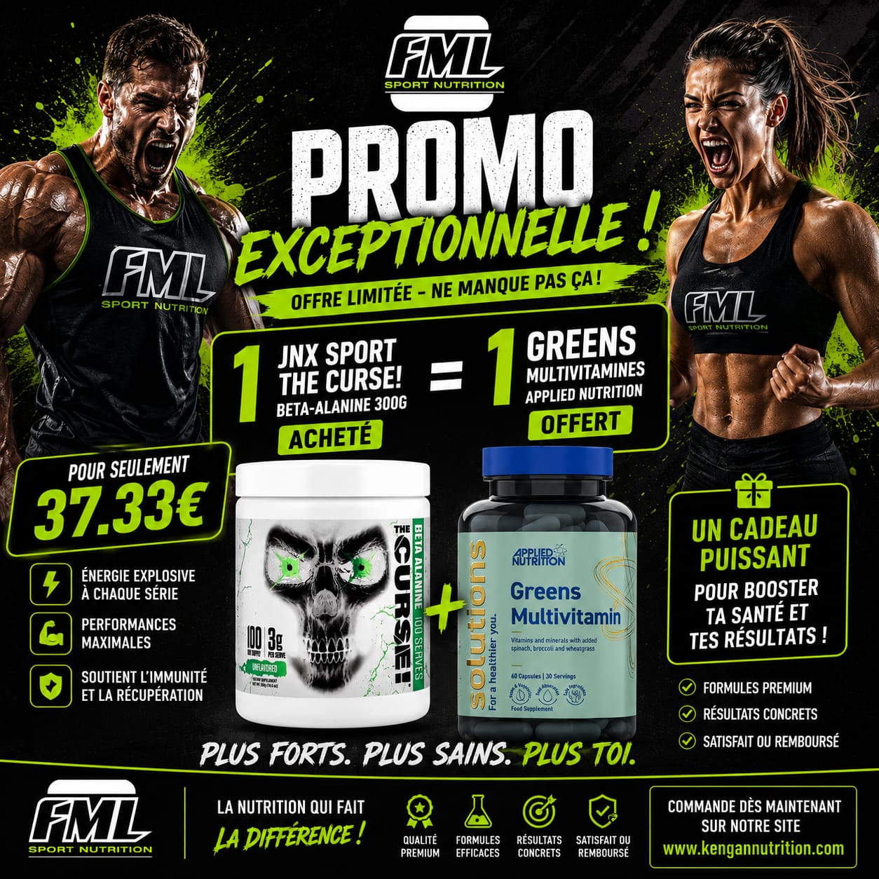 NX Sports The Curse! Beta-Alanine 300g + 1 Greens multi offert
