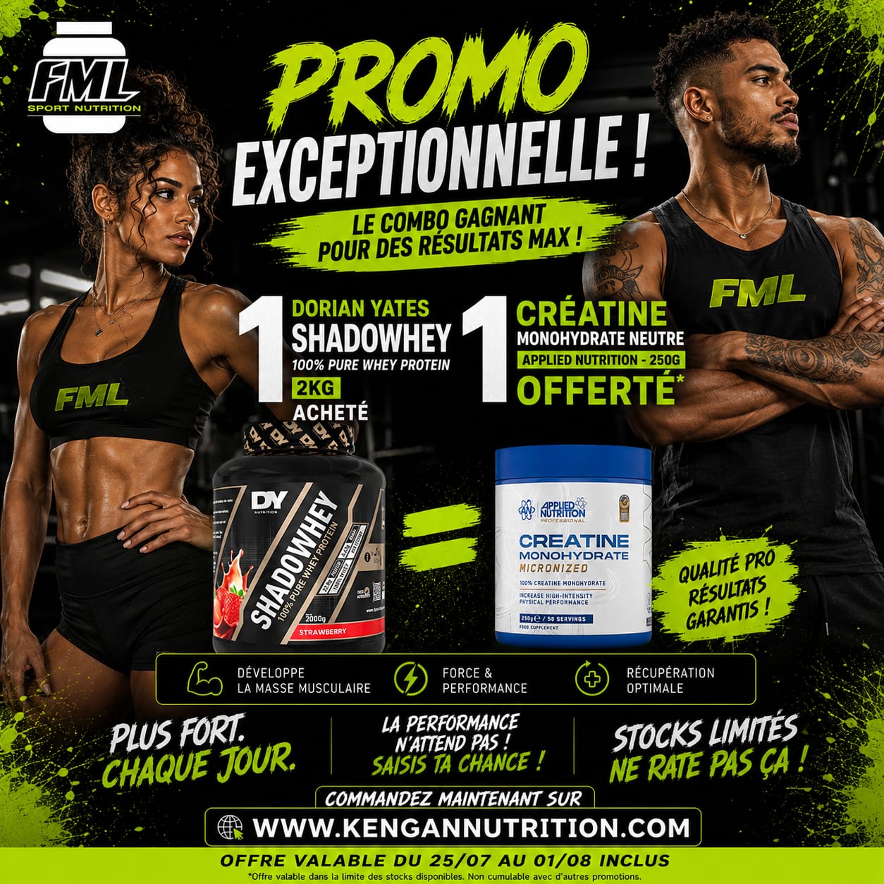 DORIAN YATES ShadoWhey 100% Pure Whey Protein - 2kg acheté 1 créatine offerte