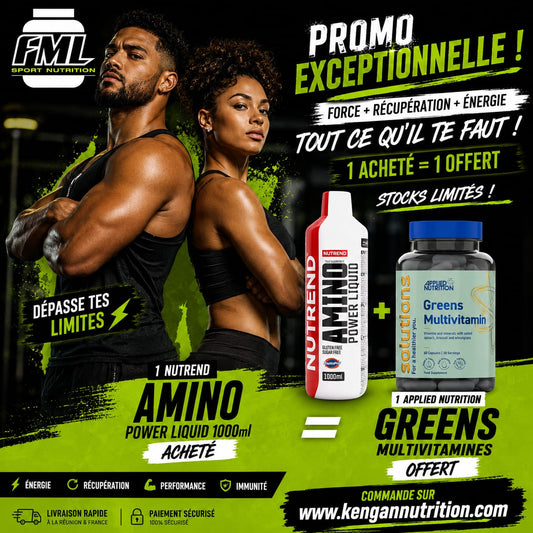 Nutrend Amino power Liquid (neutre)-1L acheté = 1 Greens multivitamine offert