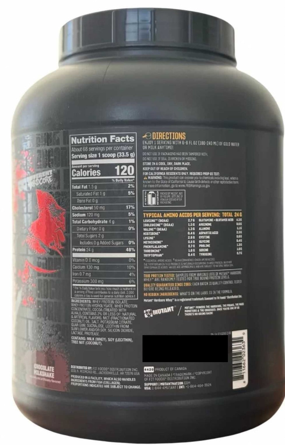 Mutant Hardcore Whey -2.2kg